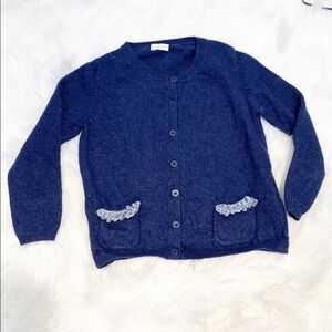 Il Gufo Wool Cashmere Navy Blue Cardigan